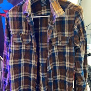 Brown flannel with blue streaks